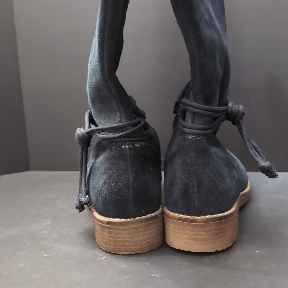 Reflexan Laufkomfort Woman's Blue Suede Leather Mid-caf Zippered Boots,Size 40 - Picture 8 of 12
